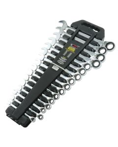 KTI45600 image(0) - K Tool International Wrench Set 16 Piece Metric Ratcheting Reversible